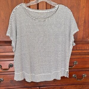 Eileen Fisher Black and White Striped Short Sleeve Tee